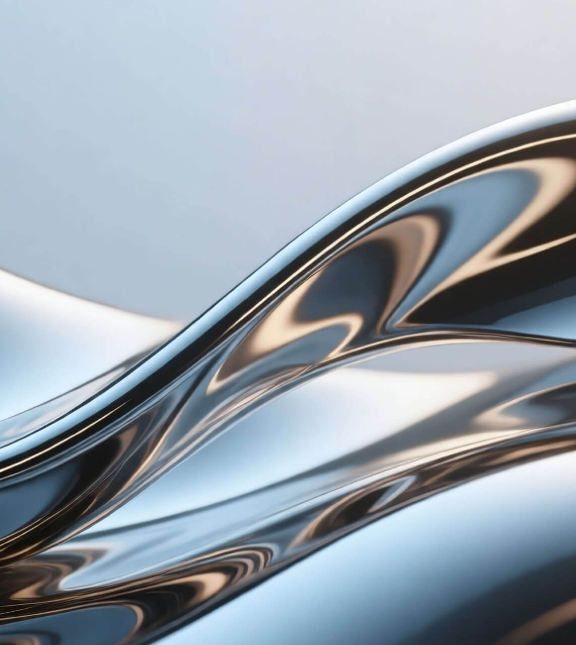 Metallic smooth flowing silver curves and waves