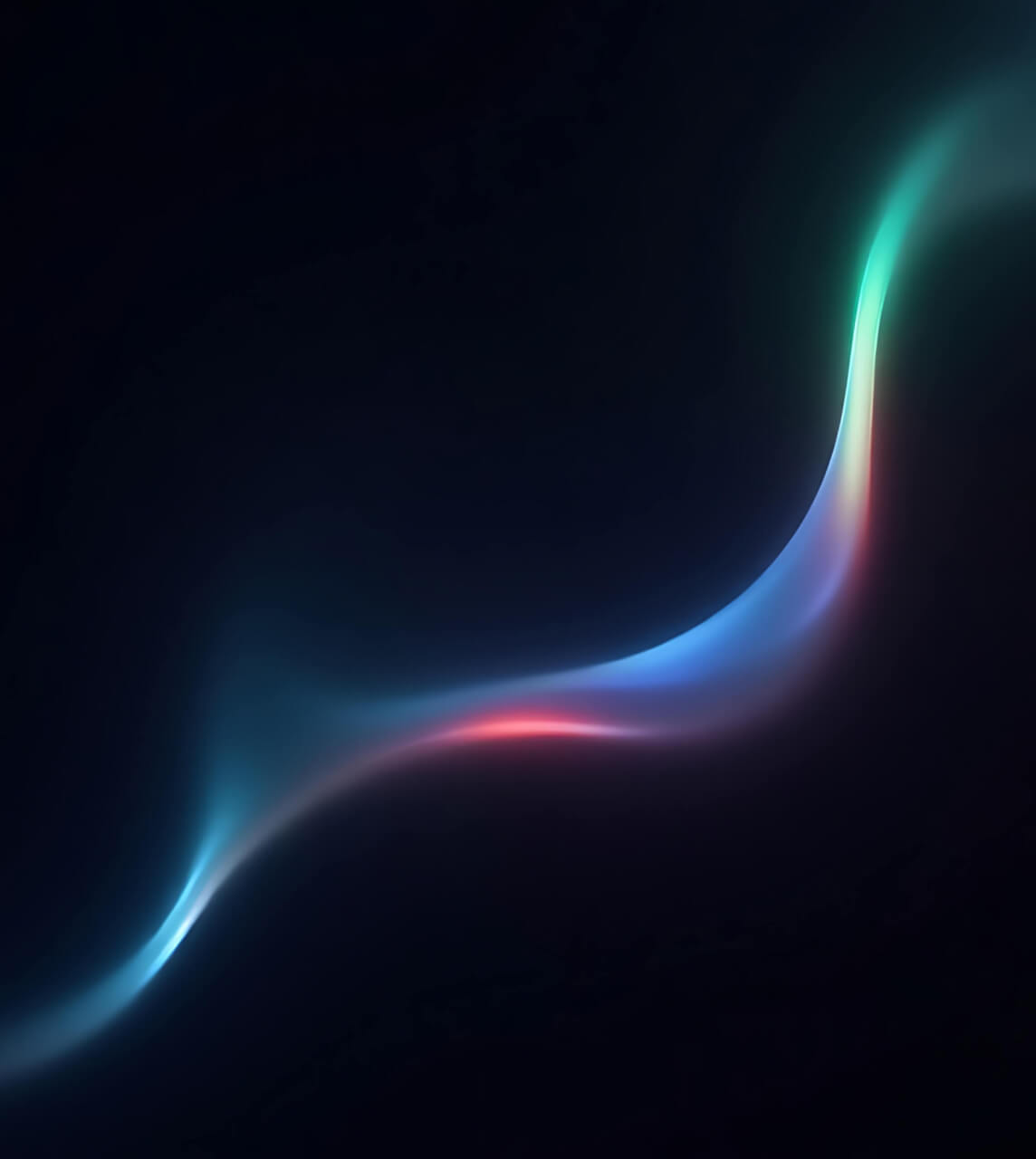 Wavey smoke like multicoloured line flowing up from left to right